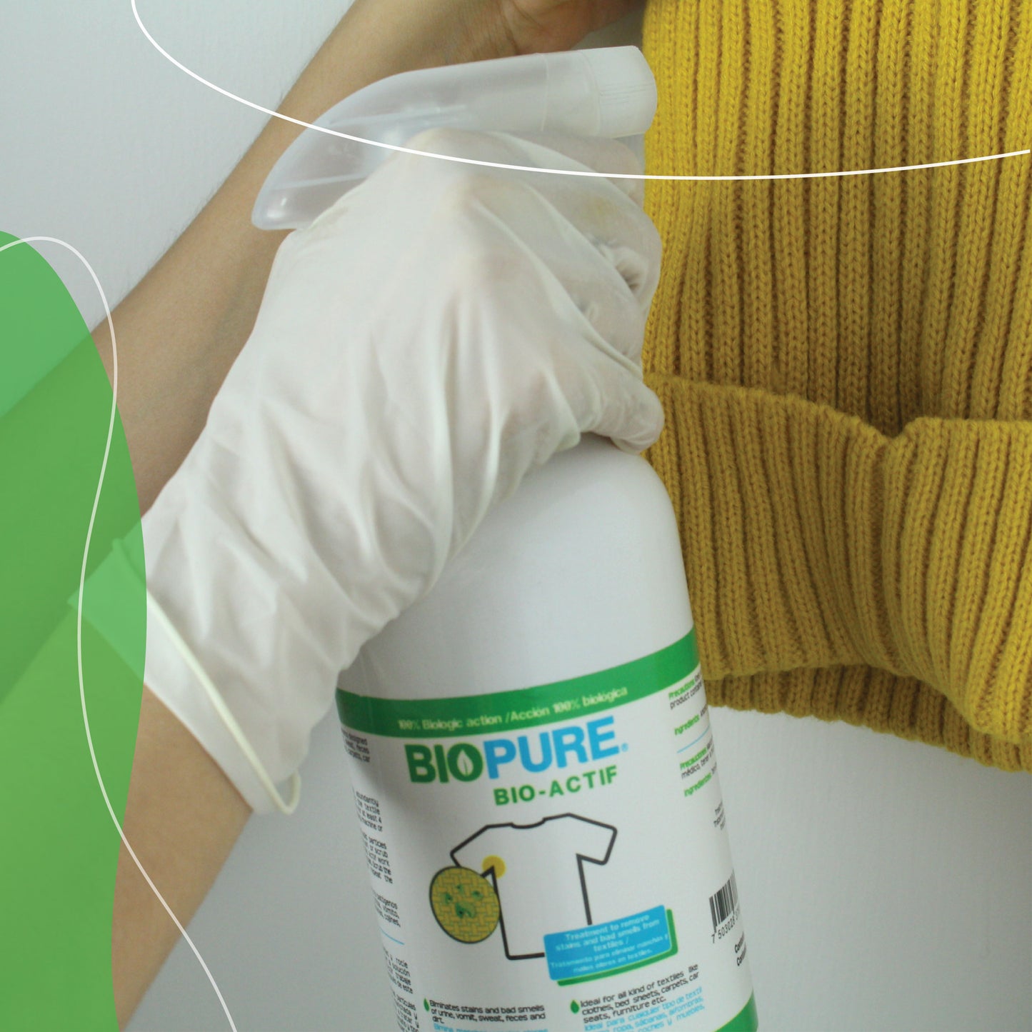 Tratamiento quitamanchas y malos olores en textiles - Orina, vómito, sudor y mugre - Ideal para ropa, sábanas, tapetes, muebles, asientos de coche, etc. - Acción 100% Biológica.