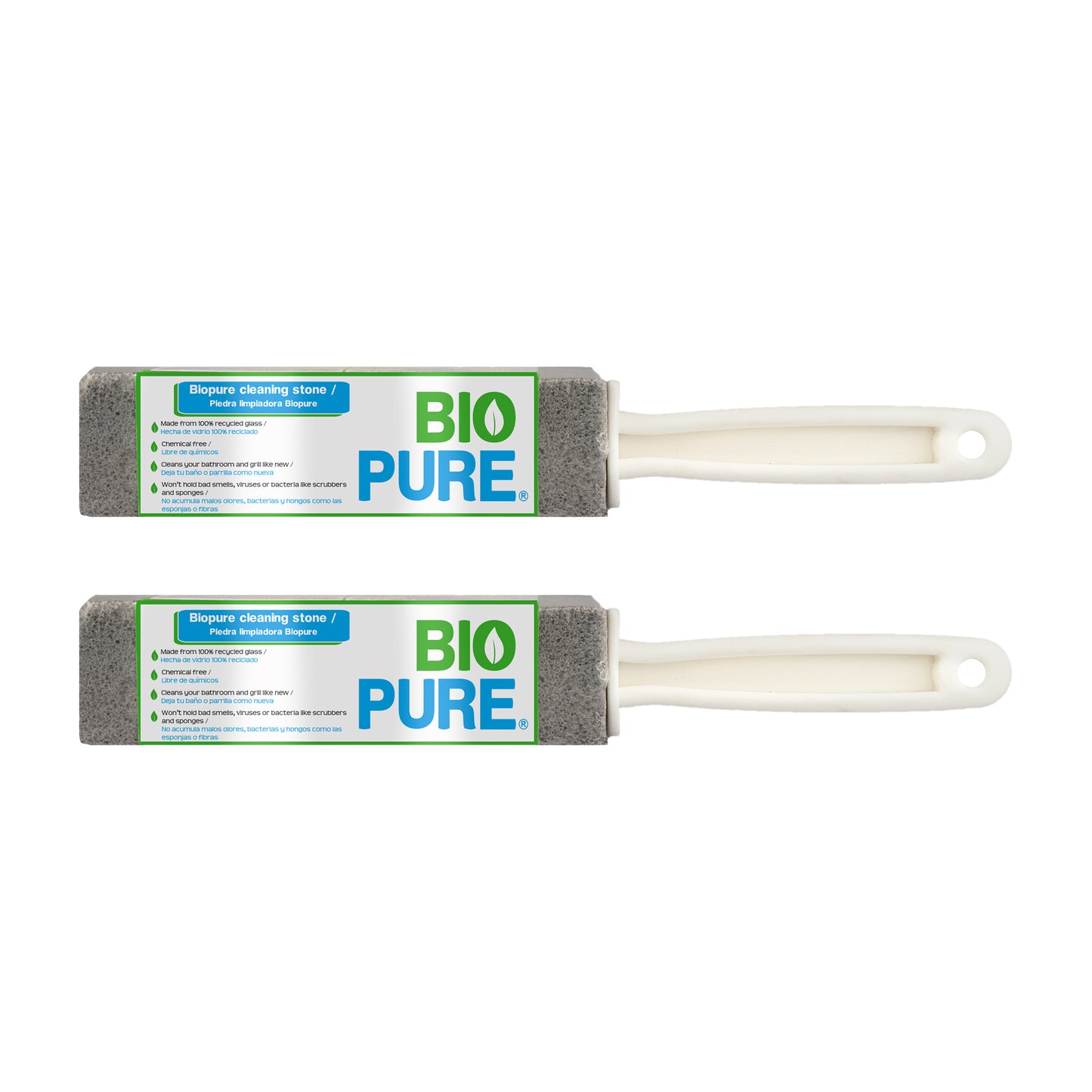 Kit Piedra pómez con agarradera para limpiar el baño - Pómez - Ideal para wc's, lavamanos, azulejos - Quita callos - Hecha de vidrio 100% reciclado.