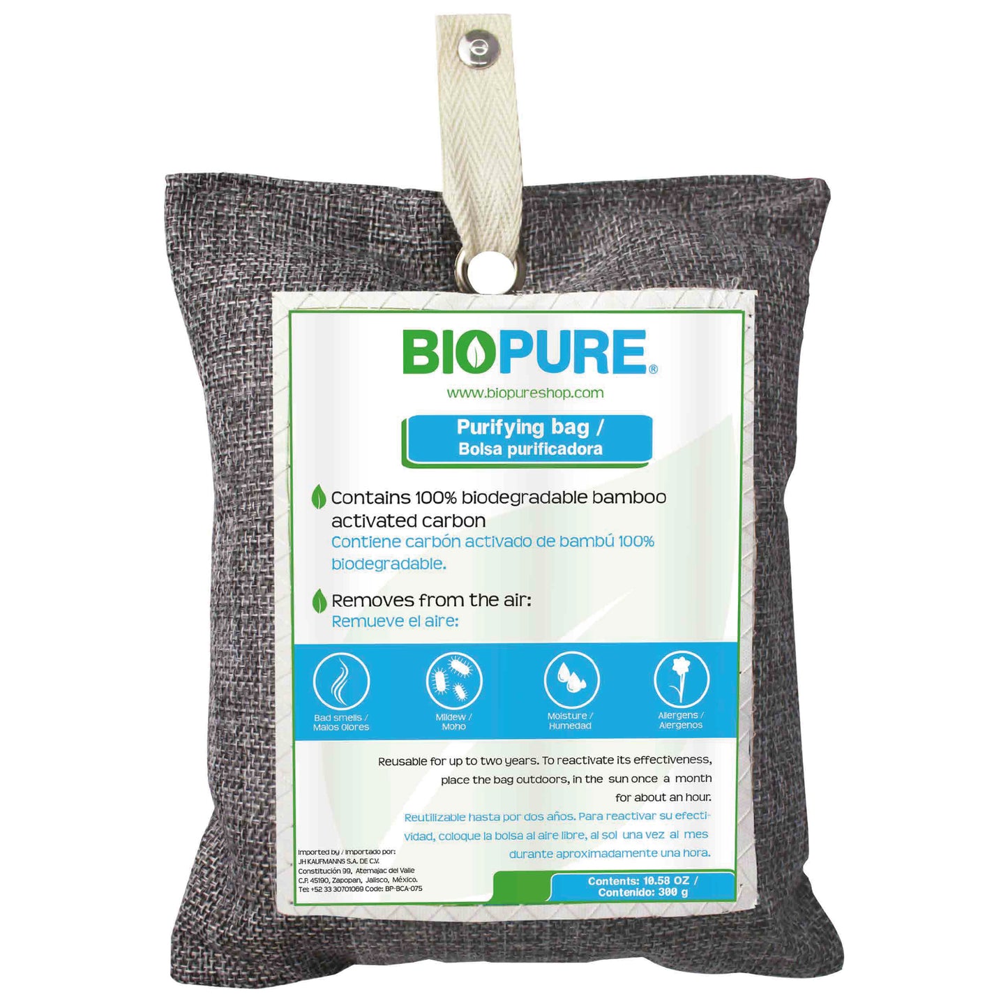 Bolsas purificadoras -Carbón Activado 100% Biodegradable - Remueve malos olores, humedad, moho y alérgenos.