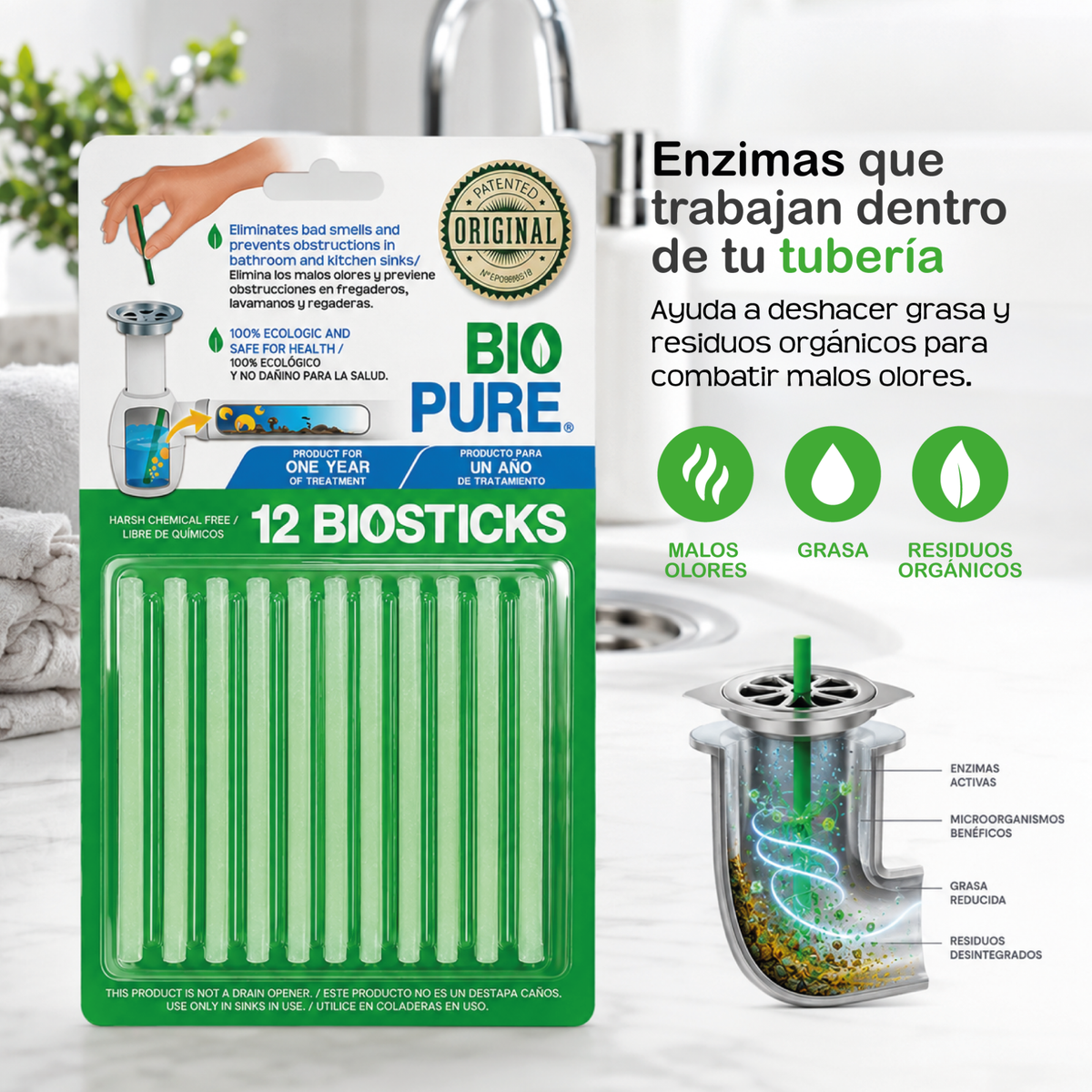 Combo Biostick 12 PACK + Trampas de pegamento para moscas 10 PACK - 100% Ecológico.