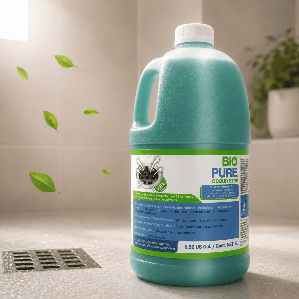 Tratamiento contra malos olores en tuberías coladeras drenajes de baño y cocina - ODOUR STOP LISTO PARA USAR - 100% Ecológico.