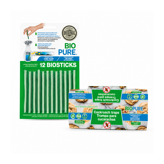 Combo Biostick 12 PACK + Trampas de pegamento para cucarachas 10 PACK - 100% Ecológico.