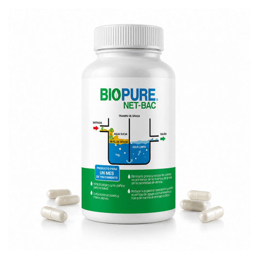 Tratamiento contra malos olores en trampas de grasa de 12 a 36 kg - BIOPURE NET-BAC - 100% Ecológico.