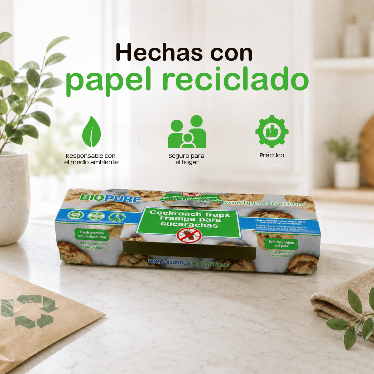 Combo Trampas de pegamento para cucarachas y moscas 10+10 PACK - 100% Ecológico.