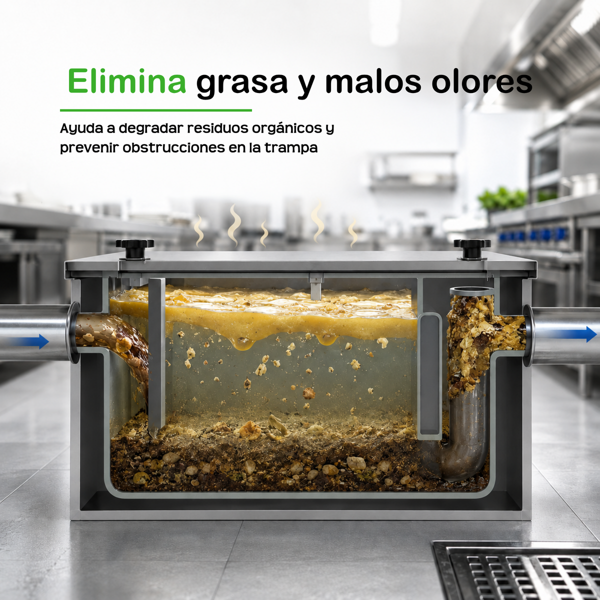 Tratamiento contra malos olores en trampas de grasa de 12 a 36 kg - BIOPURE NET-BAC - 100% Ecológico.