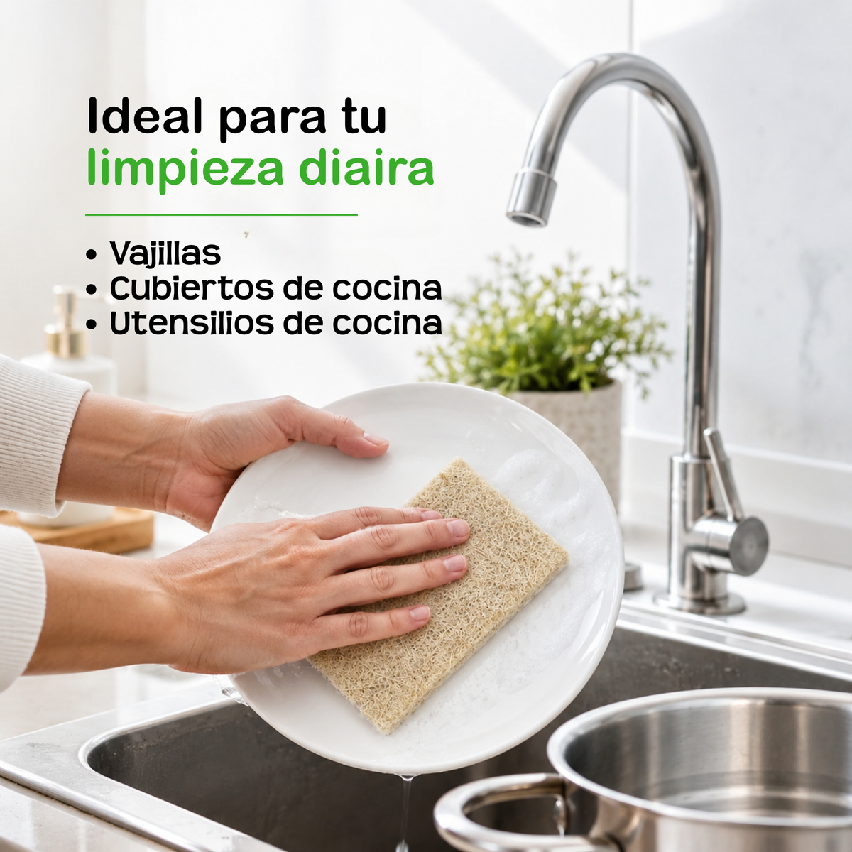 Fibra biodegradable para lavar trastes, loza, cocina. No daña ni raya - 80% fibra de agave (24 piezas)