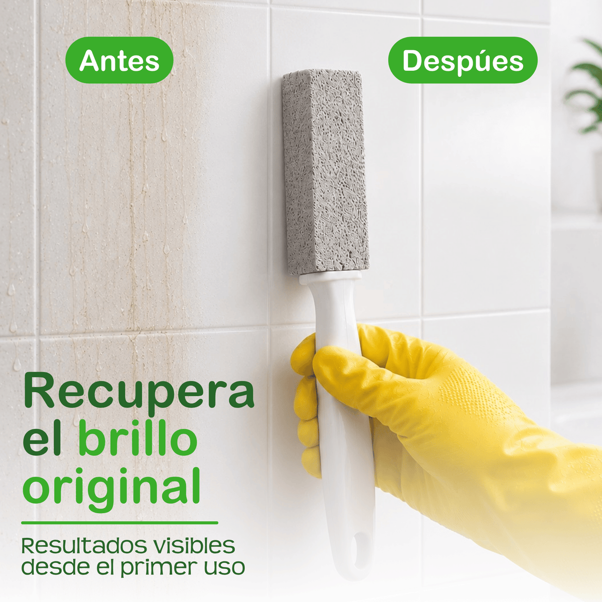 Kit Piedra pómez con agarradera para limpiar el baño - Pómez - Ideal para wc's, lavamanos, azulejos - Quita callos - Hecha de vidrio 100% reciclado.