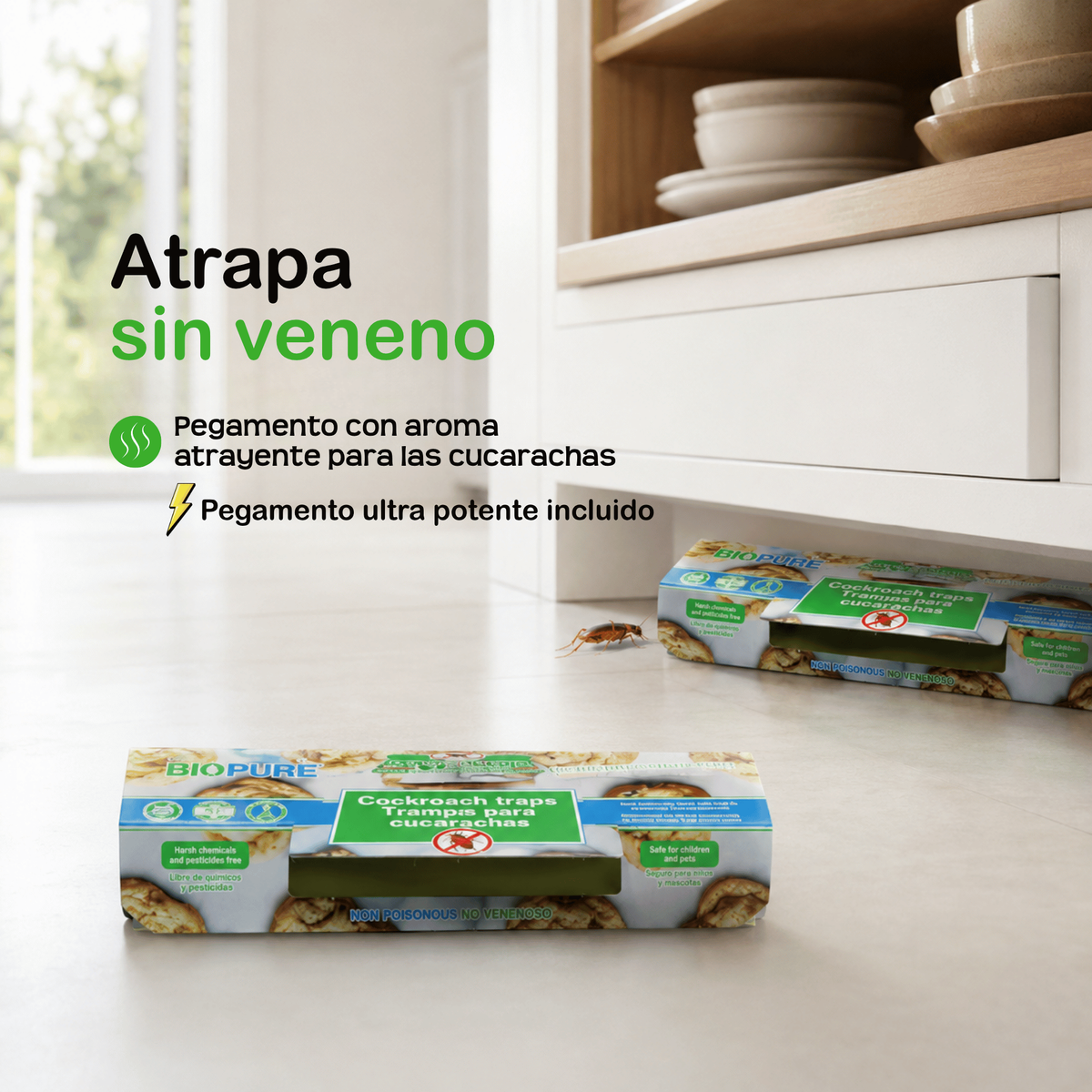 Combo Trampas de pegamento para cucarachas y moscas 10+10 PACK - 100% Ecológico.