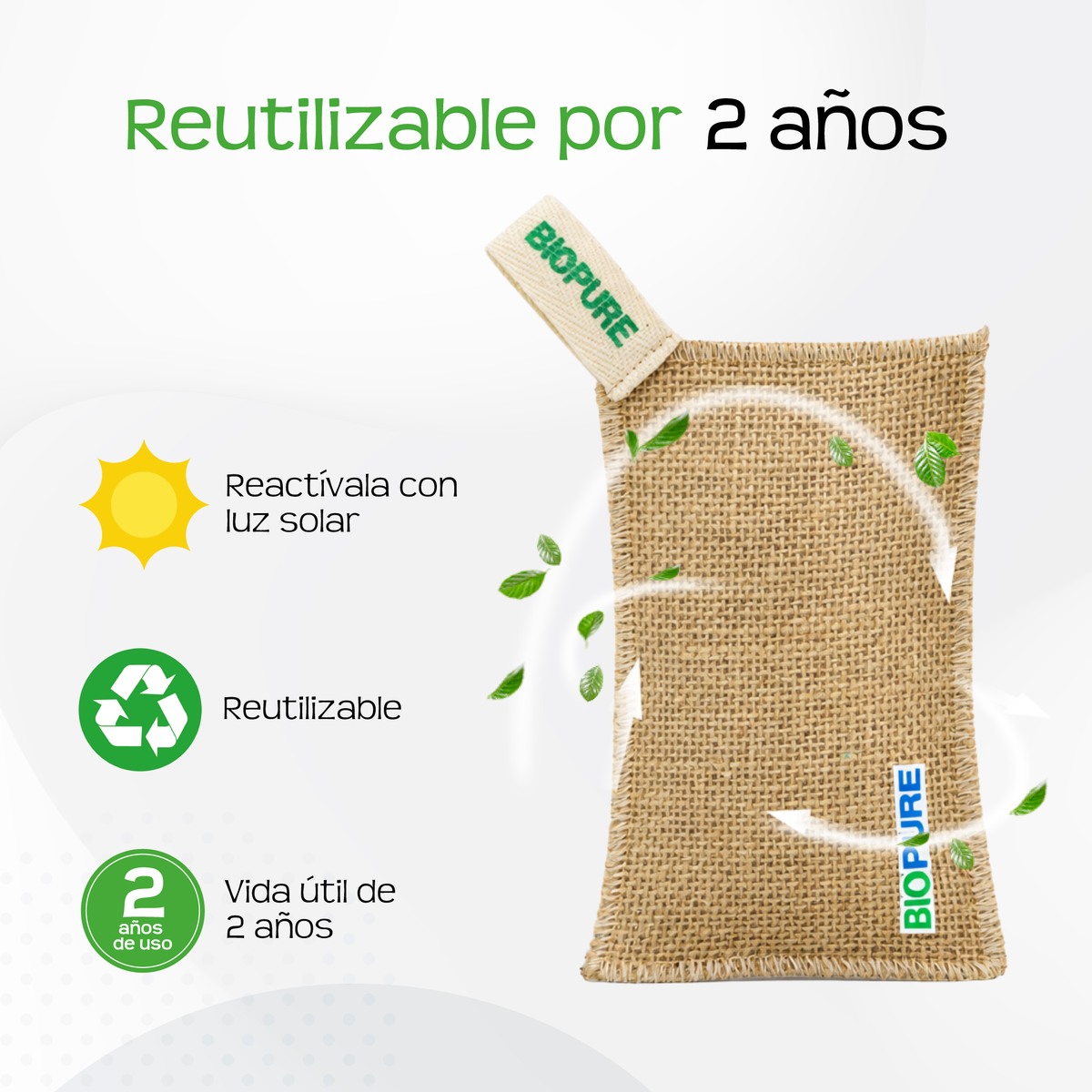 Bolsas purificadoras -Carbón Activado 100% Biodegradable - Remueve malos olores, humedad, moho y alérgenos.