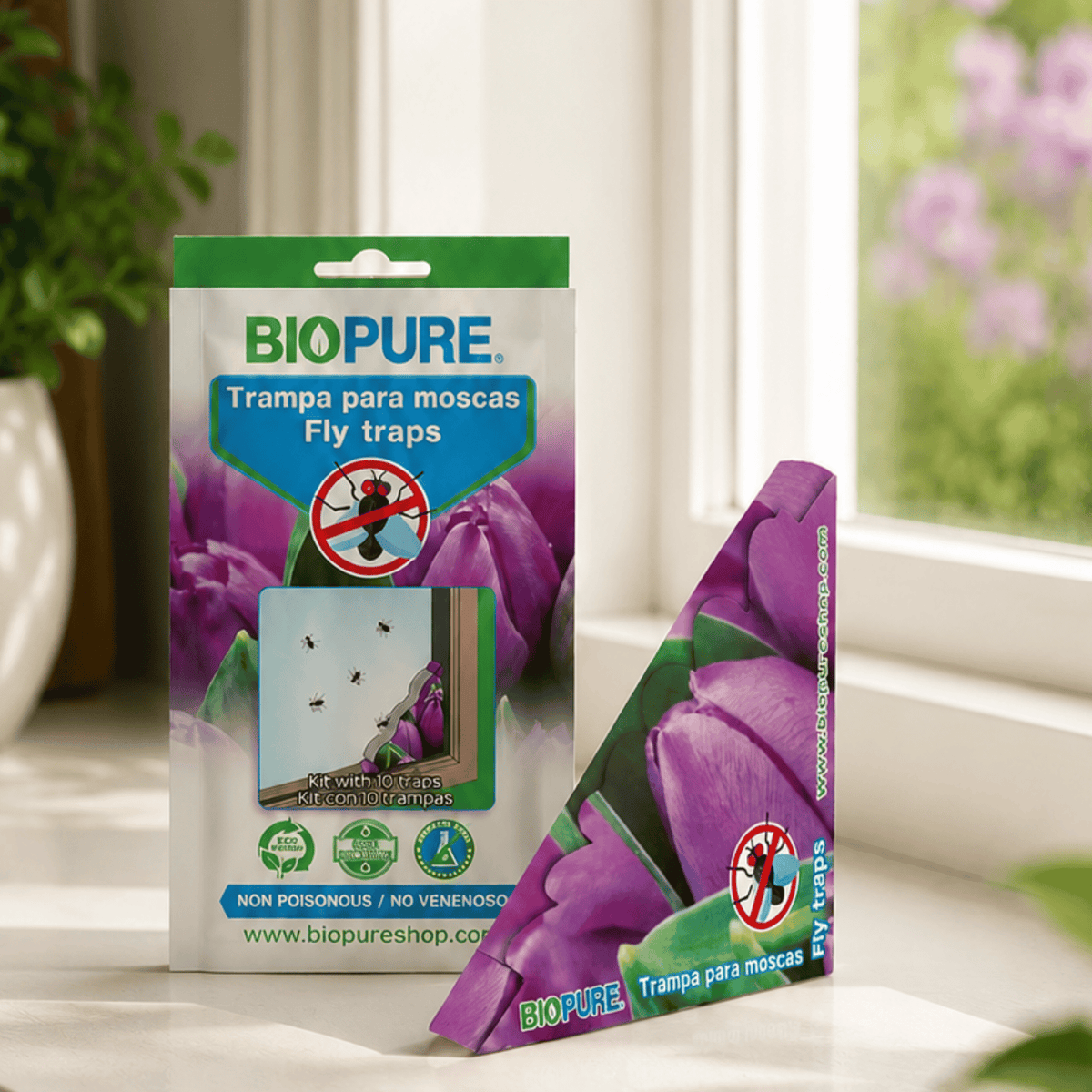 Kit de trampas de pegamento para moscas - No venenoso -  100% Ecológico.