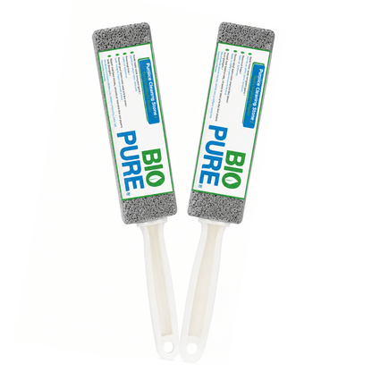Kit Piedra pómez con agarradera para limpiar el baño - Pómez - Ideal para wc's, lavamanos, azulejos - Quita callos - Hecha de vidrio 100% reciclado.
