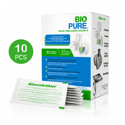 Drain Unblocker Sachets - Destapacaños  y tratamiento preventivo para WC's, trampas de grasa y alcantarillas.