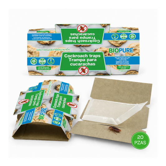 Kit de trampas de pegamento para cucarachas - No venenoso - 100% Ecológico.
