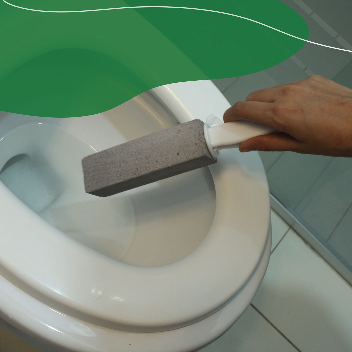 Kit Piedra pómez con agarradera para limpiar el baño - Pómez - Ideal para wc's, lavamanos, azulejos - Quita callos - Hecha de vidrio 100% reciclado.